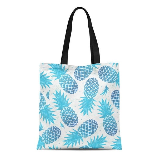 Blue Pineapple Canvas Tote Bag Handbag Purse for Women 